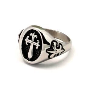 New‎ stainless steel cross ring size 10